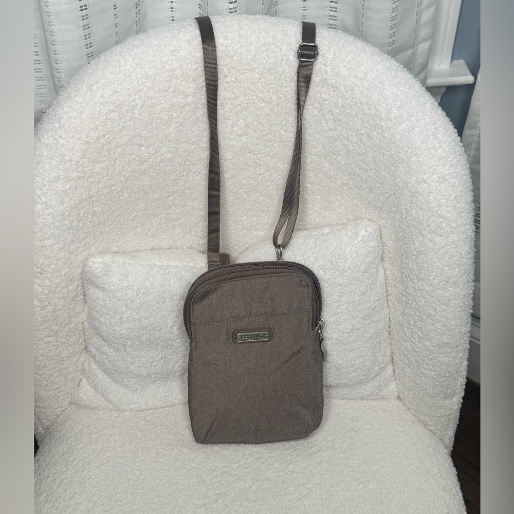Stylish Baggallini Taupe Metallic Crossbody Bag